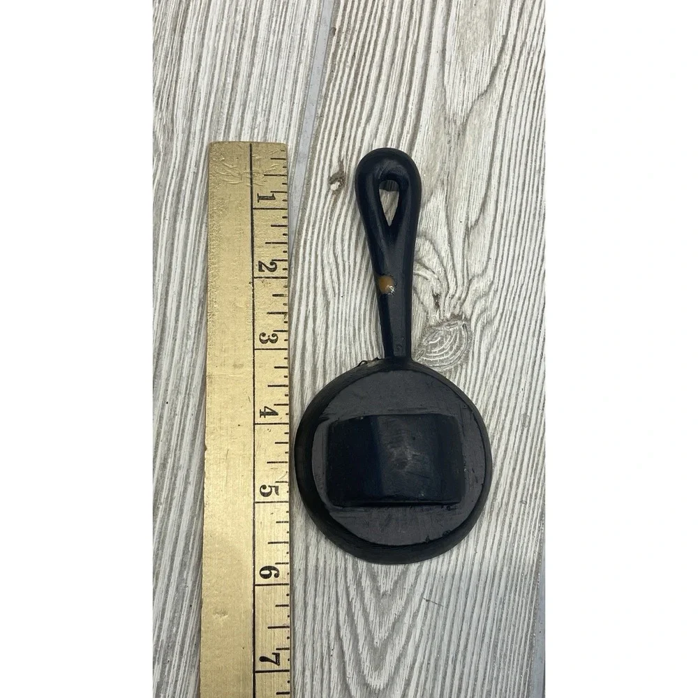 VTG Handcrafted Wooden Skillet Wall Hook Bacon and Eggs Breakfast Decor Black